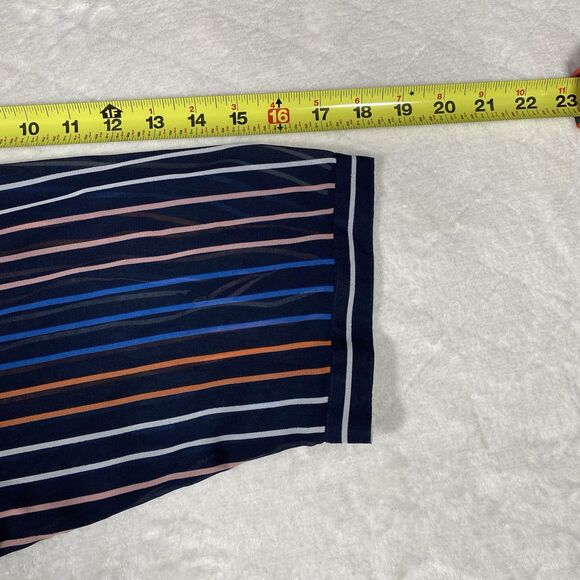 Attention Women's Plus Sz 3X Black Sheer Button Down Top Stripes Artsy Unique - Picture 8 of 9